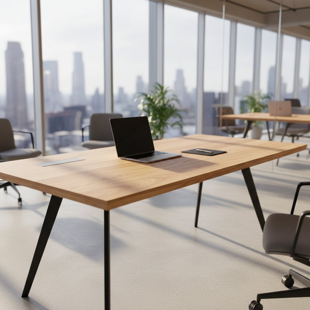 Office desk manufacturing facility showing workstations and production equipment in London